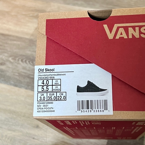 NIB VANS Womens Size 5.5 Old Skool Houndstooth Black Suede Skate Sneaker - Picture 5 of 5